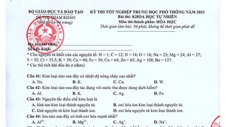 Đề thi môn Hóa học tốt nghiệp THPT quốc gia năm 2021