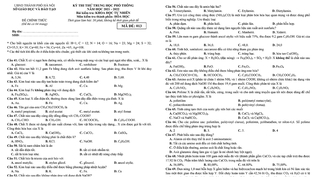 Đề thi môn Hóa học tốt nghiệp THPT quốc gia năm 2022