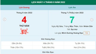 Xem lịch ngày Thất tịch 7/7: Ngày 4 tháng 8 năm 2022 là ngày tốt hay xấu?