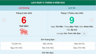 Xem lịch ngày 6 tháng 8 năm 2022 là ngày tốt hay xấu?