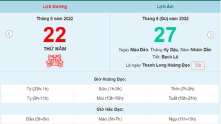 Lịch âm 22/9, xem lịch thứ Năm ngày 22 tháng 9 năm 2022 là ngày tốt hay xấu?