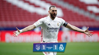 Atletico 1-1 Real Madrid: Suarez gọi, Benzema trả lời, derby Madrid bất phân thắng bại