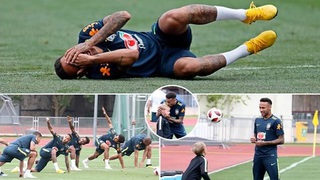 Sốc: Neymar diễn trò ăn vạ ngay trên sân tập Brazil trước trận gặp Bỉ