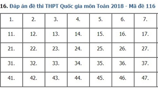 Giải đề thi toán 2018 mã đề 116