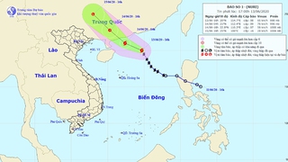 Bão số 1 giật cấp 12 di chuyển theo hướng Tây Tây Bắc và có khả năng mạnh thêm