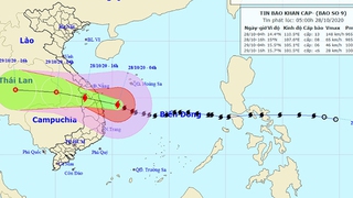 Bão số 9 ở ngay trên vùng biển từ Đà Nẵng đến Phú Yên với gió mạnh giật cấp 16