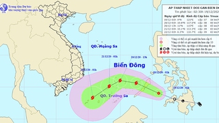 Tin áp thấp nhiệt đới giật cấp 9 gần Biển Đông