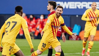 Osasuna 0-2 Barcelona: Messi lập cú đúp kiến tạo, Barcelona áp sát Atletico Madrid