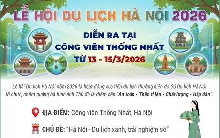 Lễ hội Du lịch Hà Nội 2026 diễn ra tại Công viên Thống nhất từ 13 - 15/3/2026