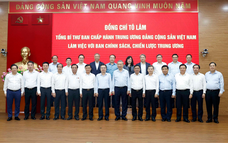 Tổng Bí thư Tô Lâm làm việc với Ban Chính sách, chiến lược Trung ương
