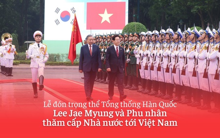 Lễ đón trọng thể Tổng thống Hàn Quốc Lee Jae Myung và Phu nhân thăm cấp Nhà nước tới Việt Nam