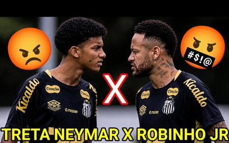 Neymar va chạm với con trai Robinho trên sân tập