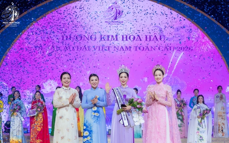 Hoa hậu Di sản Áo dài Việt Nam toàn cầu 2026: Tân Hoa hậu ứng xử bằng 3 ngôn ngữ
