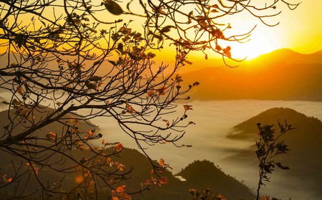 Bình minh giữa biển mây trên đèo Keo Lôm, Điện Biên