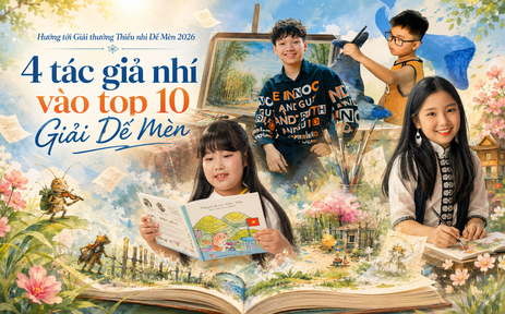 Hướng tới Giải thưởng Thiếu nhi Dế Mèn 2026:
4 tác giả nhí vào top 10 Giải Dế Mèn