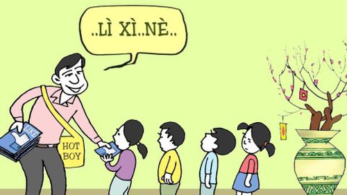 Lì xì - Tranh của họa sĩ Vũ Ngọc Bách