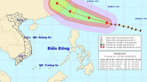 'Siêu bão' Soudelor gây rủi ro thiên tai cấp 3 ở Biển Đông