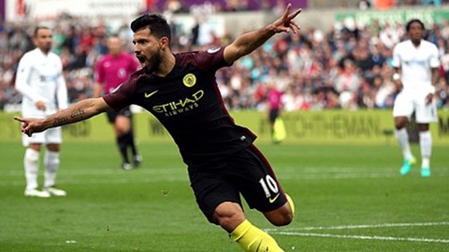 Swansea 1-3 Man City: Aguero lập cú đúp, Man City củng cố ngôi đầu bảng