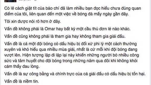 Không phải vì Omar, vấn đề là niềm tin