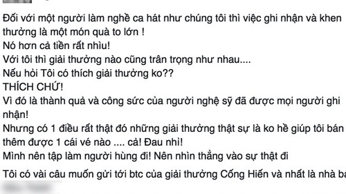 Vì hiểu lầm, Đàm Vĩnh Hưng chỉ trích BTC giải Cống hiến