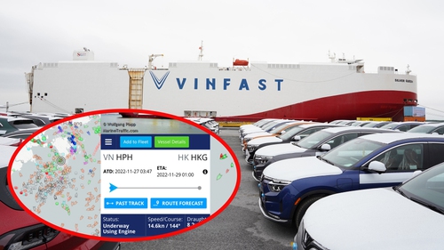 Cập nhật hành trình tàu chở lô VinFast VF 8: Vận tốc 27 km/h, đang trên đường tới Hồng Kông