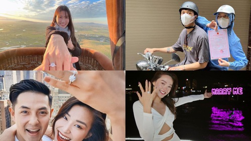 Diễm My 9X được cầu hôn trên khinh khí cầu và những màn báo 'tin hỷ' náo loạn Vbiz