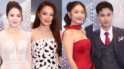 Thảm đỏ VTV Awards: Nhã Phương - Hồng Diễm đọ sắc, Thanh Sơn - Khả Ngân "dính như sam" 