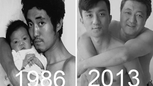 Chụp đúng một dáng cùng con trai trong 28 năm, người cha lưu giữ sự lớn lên của con bằng bộ ảnh cảm động