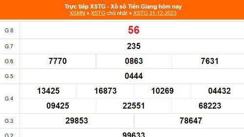 XSTG 31/12, kết quả xổ số Tiền Giang hôm nay 31/12/2023, XSTG ngày 31 tháng 12