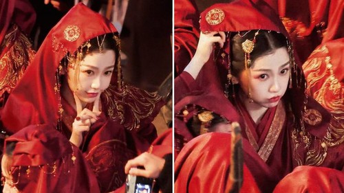 Hé lộ tạo hình cô dâu cổ trang cực đẹp của Ngu Thư Hân, biểu cảm đáng yêu gây chú ý