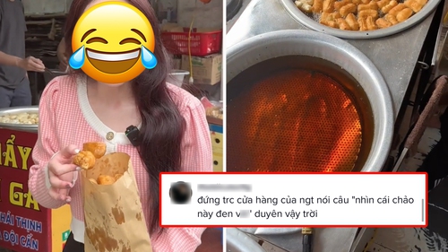 TikToker đứng trước cửa hàng quẩy rán và chê chảo dầu đen khiến dân tình bức xúc: "Có duyên vậy"?