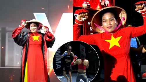 Nữ hoàng Muay Thái Việt Nam chào sân bằng áo dài và nón lá, đánh cho đối thủ người Pháp tơi tả