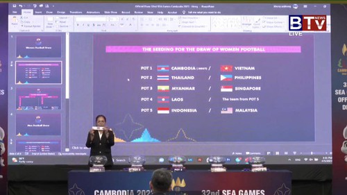 Chủ nhà Campuchia dùng Power Point trong lễ bốc thăm bóng đá SEA Games 32 khiến CĐV bật cười