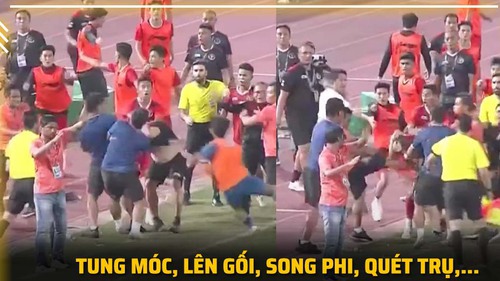 CẬN CẢNH: Cầu thủ cùng ban huấn luyện U22 Indonesia và Thái Lan ẩu đả trong trận chung kết, trọng tài rút mưa thẻ đỏ