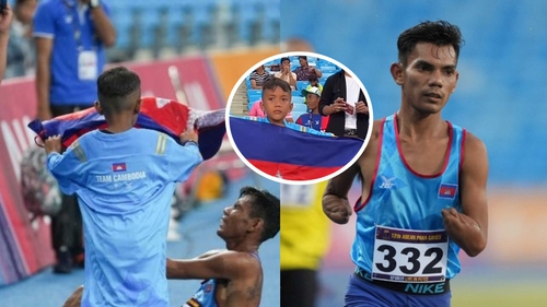 Con trai VĐV khuyết tật vừa khóc vừa cổ vũ cha mình ở Para Games khiến CĐV ‘tan chảy’  