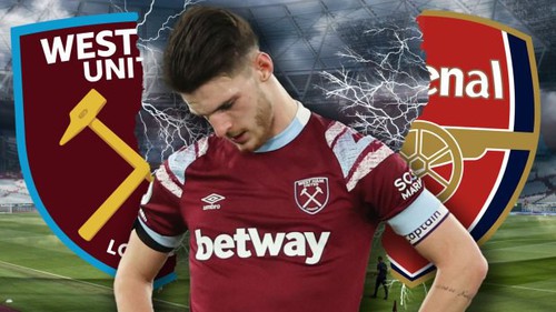 West Ham nổi giận vì Arsenal mãi không hoàn tất thương vụ Declan Rice