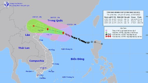 Tin bão mới nhất cơn bão số 1: Gió giật cấp 15, cách Móng Cái khoảng 480 km