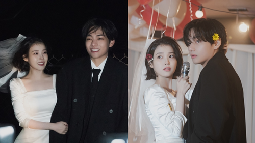 Ảnh hậu trường 'đốn tim' fan của V BTS và IU trong MV 'Love wins all'