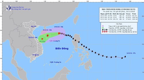 Bão số 9 đi vào khu vực Bắc Biển Đông và suy yếu thêm