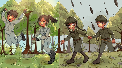 Học sinh, sinh viên tìm hiểu về hậu quả và công tác rà phá bom mìn