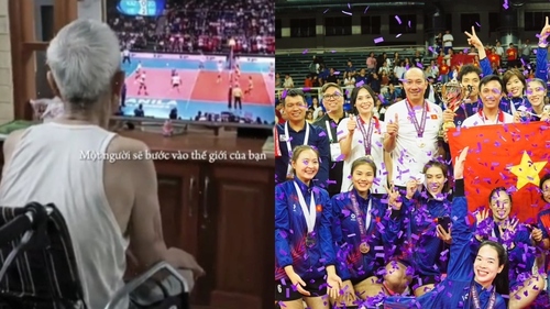 Ông của ngôi sao bóng chuyền Việt Nam ngồi xe lăn cổ vũ cho thầy trò HLV Tuấn Kiệt, vỡ òa khi cháu gái làm nên lịch sử
