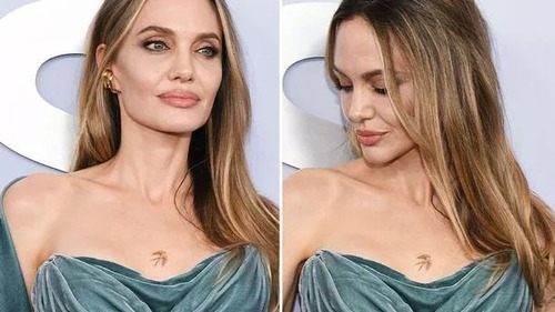 Angelina Jolie khoe hình xăm mới trên ngực khi nhận giải Tony đầu tiên