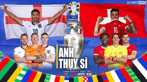 Nhận định bóng đá Anh vs Thụy Sĩ (23h00, 6/7), tứ kết EURO 2024