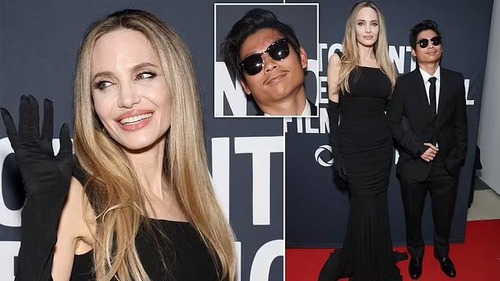 Pax Thiên để lộ trán sẹo khi xuất hiện cùng mẹ Angelina Jolie trên thảm đỏ TIFF