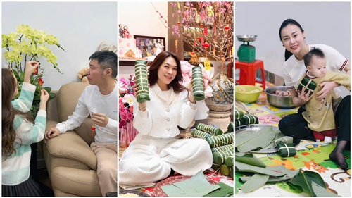 Sao Việt gói bánh chưng, trang hoàng nhà cửa đón Tết Nguyên đán 2025