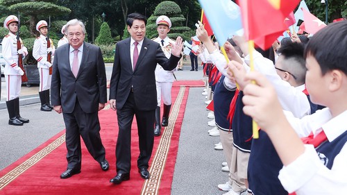 Chủ tịch nước Lương Cường chủ trì lễ đón chính thức Tổng Thư ký Liên hợp quốc