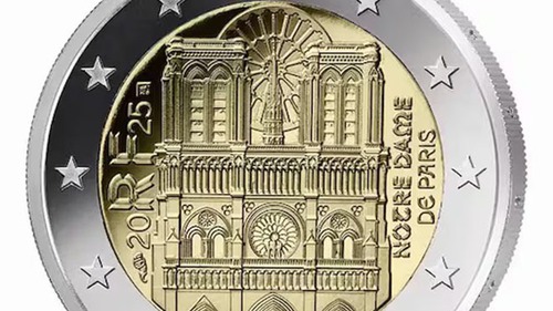 Nhà thờ Đức Bà Paris xuất hiện trên đồng 2 euro mới