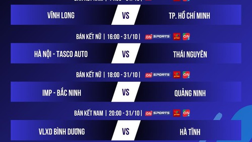 Link xem trực tiếp bóng chuyền hạng A quốc gia 2025 vòng bán kết ngày 31/10