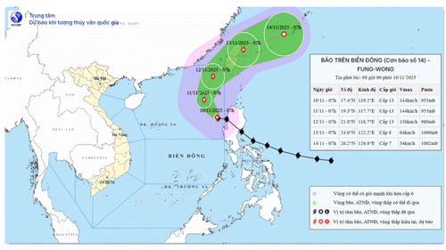 Bão số 14 gây gió mạnh trên khu vực Bắc Biển Đông