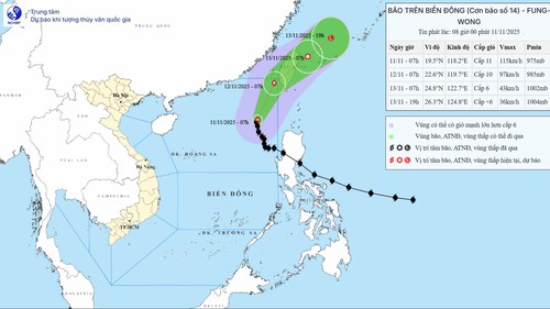 Bão số 14 tiếp tục giảm cấp, gây gió mạnh, sóng lớn trên khu vực Bắc Biển Đông